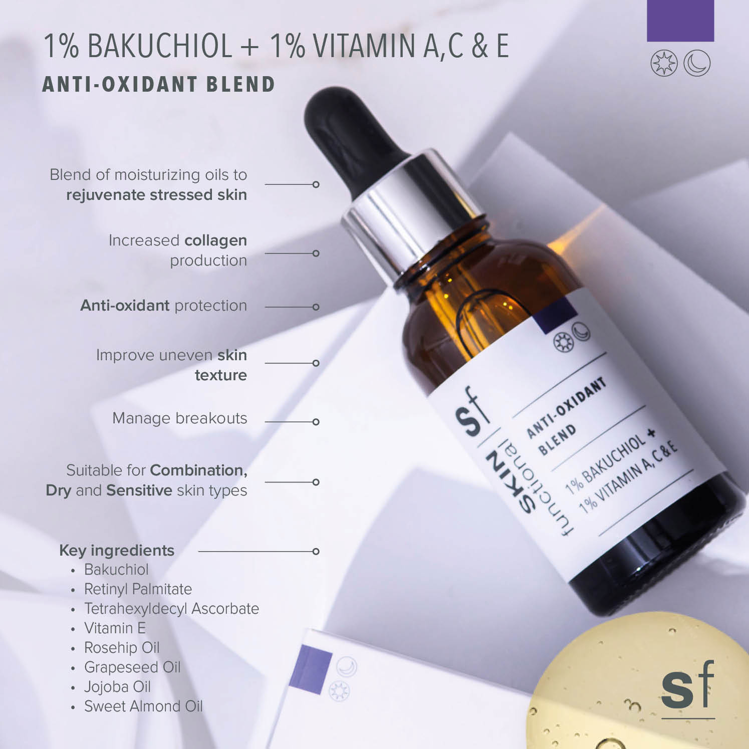 1% Bakuchiol + 1% Vitamin A,C,E Oil Serum