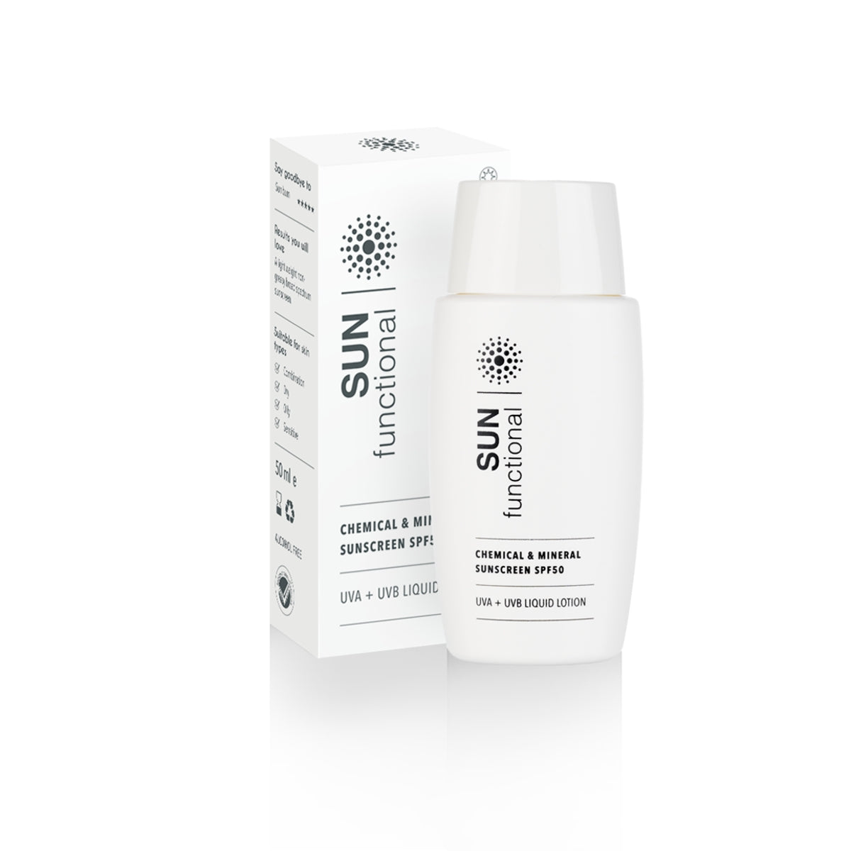 Sun Rays Additive Sunscreen bottle and packaging with 'SUN functional' branding on a ...