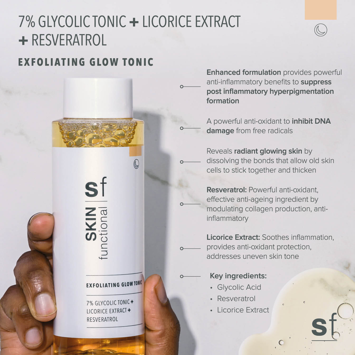 7% Glycolic Acid + Licorice Extract + Resveratrol Exfoliating Tonic
