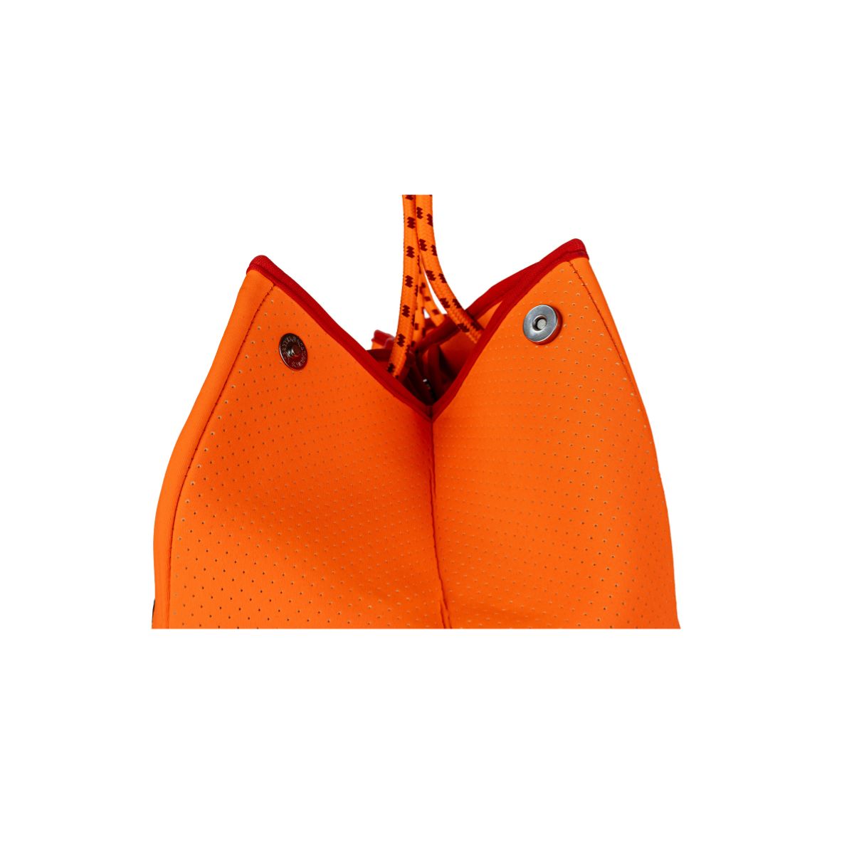 Orange tote bag with a strap on a white background