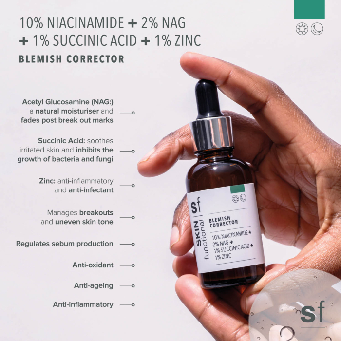 10% Niacinamide + 2% Nag + 1% Succinic Acid + 1% Zinc